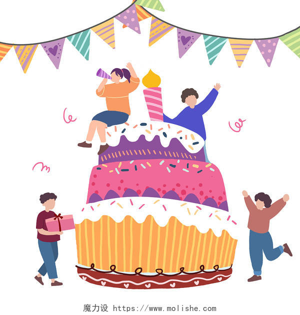 生日蛋糕节日庆祝派对狂欢插画元素